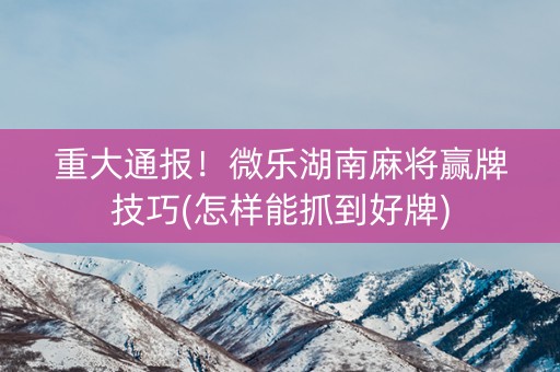安装程序教程！湖南微乐麻将总是输怎么回事(怎样设置好牌)