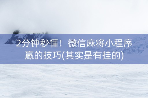 微信小程序微乐吉林麻将有技巧吗(揭秘手机上输赢规律)